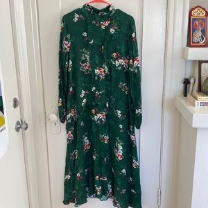Green Floral Midi Dress